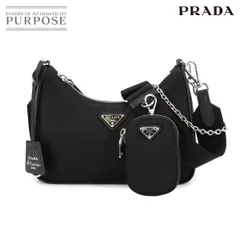 未使用 展示品 プラダ PRADA Re-Edition 2005 ショルダー バッグ ナイロン サフィアーノレザー ブラック 1BH204 Shoulder Bag 90282955