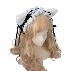 ヘッドドレス ロリータ ねこ耳 黒猫 ヘア ピン クリップ ゴスロリ ゴシック フリル レース 黒 [ブラック]