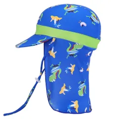 新品 [ESTAMICO] キッズ 子供向け 水着日焼け予防帽子 水泳帽 UVカット紫外線対策 フラップキャップ帽子 シェードハット スイムキャップ