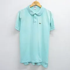 XL/古着 ラコステ LACOSTE IZOD 半袖 ブランド ポロ シャツ メンズ 90s ワンポイントロゴ 鹿の子 大きいサイズ コットン 薄緑系 グリーン 2