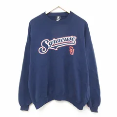 XL/古着 スターター STARTER 長袖 スウェット メンズ 00s シラキュース 大きいサイズ クルーネック 紺 ネイビー spe 25apr14 中古 スエット