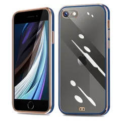 iPhone SE ケース 第3世代 第2世代 クリア iPhone8 ケース iPhone7 アイフォンSE3/SE2 カバー 耐衝撃 透明 TPU 落下防止 防塵 薄型 軽量 一体型 人気 変形防止 全面保護カバー シリコン メッキ加工(ネイビー・ブル 0