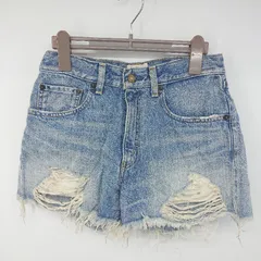 ◇ Ungrid アングリッド ダメージ加工 ショート デニム ジーンズ パンツ サイズS ライトブルー レディース P  【1306100001350】