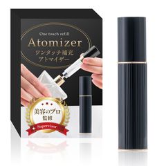 アトマイザー 香水入れ （5ml）【美容のプロ監修ｘ日本メーカー】簡単ワンタッチ補充ｘ漏れにくい2重構造ｘ持ち運びしやすい口紅サイズ (ブラック)【428】