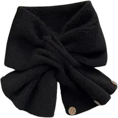 RED RAY レッドレイ マフラー ストール 無地 暖かい 防寒 おしゃれ 冬 レディース 厚手 人気 男女兼用 かわいい クロス フェイクファー まふらー すねーど ぼうかん ボウカン ねっくうぉーま(ブラック)