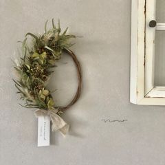 autumn breeze 秋　ユーカリとアジサイのオーバルリース　20〜26cm