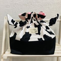 [受注生産]大きい牛さんお弁当袋[ピンク]