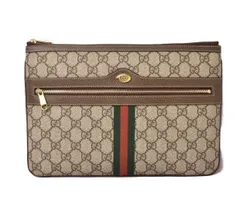 GUCCI グッチ ブランドバッグ 未使用 中古 クラッチバッグ/クラッチポーチ GGスプリーム ブラウン/ベージュ ウェブライン 517551 アウトレット