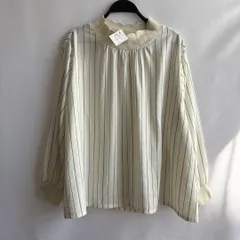 訳あり新品未使用タグ付き5L大きいサイズ白ホワイトストライプブラウス長袖