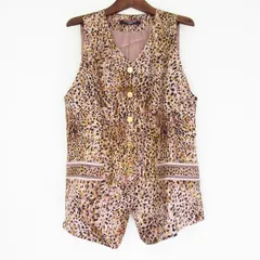 #apc レオナール LEONARD ベスト・ジレ 11AR シルク ヒョウ柄 金ボタン 日本製 美品 レディース [808262]のサムネイル