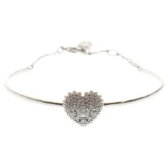 SWAROVSKI (スワロフスキー) Idyllia ハート ラインストーン ミニパール バングル ブレスレット シルバー レディース