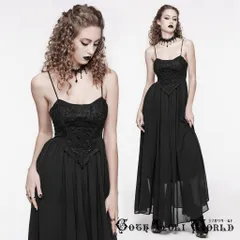 WQ-693LQF-BK バックレースアップシースルーキャミ ワンピース 黒色 ファッション ゴシック ゴスロリ パンク ロック ロリィタ ビジュアル系 V系 モード系 地雷系 サブカル 個性的 コスプレ ライブ ステージ 舞台 仮装 骨格 服 衣装