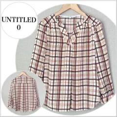 【美品♪】UNTITLED チェック柄Vネック七分袖ブラウス XS(SS) 長袖　ブラウス B415
