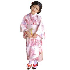 子供用 着物 ピンク うさぎ 浴衣+襦袢+帯 3点セット 高級感 品質重視 洗える 夏着物 浴衣  浴衣セット