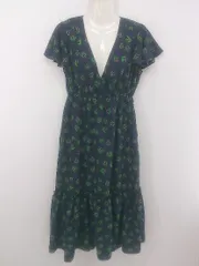 ◇ Sweet Mommy 総柄 マタニティ 半袖 膝下丈 ワンピース サイズL ネイビー グリーン系 マルチ レディース P  【中古】 【1211240002993】