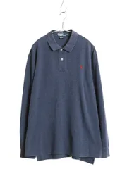 【お得なクーポン配布中!】 90s ポロ ラルフローレン 鹿の子 長袖 ポロシャツ メンズ XL 古着 オールド 長袖シャツ コットン カットソー ワンポイント 大きいサイズ 紺