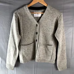 マーガレットハウエル MHL カーディガン 毛混 Vネック フロントポケット 厚手 グレー系 Ⅱサイズ 956245
