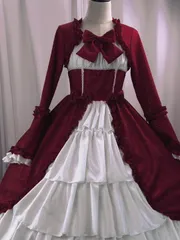 ワンピース ヴィンテージ ゴシック風 方領 ウエストリボン 礼服MT59