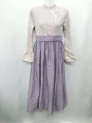 ◇ ⊇ MERCURYDUO マーキュリーデュオ 異素材ドッキング 長袖 ロング ワンピース サイズS パープル系 レディース E  【1412260013581】
