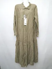 ◇ ◎ ●未使用● AZUL BY MOUSSY タグ付き シャツ 長袖 膝下丈 ワンピース サイズS カーキ レディース P  【1408200028586】