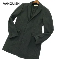 VANQUISH ヴァンキッシュ 秋冬 メルトン ウール★ 比翼仕立て スリム チェスター コート Sz.L　メンズ グレーのサムネイル