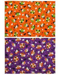 【特価セール】小さめのランチョンマット ２枚セット 25cm 35cm 綿100% 日本製 小 子供 キッズ 女の子 男の子 (ハロウィン(オレンジ)＆(パープル))