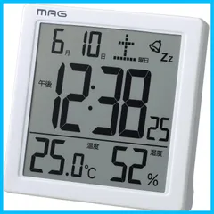 早発送MGマグ 目覚まし時計 置き時計 デジタル 温度計 湿度計 温湿度計 カレンダー 電子音 ラーム スヌーズ ライト ホワイト カッシーニ T-726 - ノ精密
