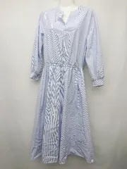 ◇ ⊂ ROPE PICNIC ロペピクニック ストライプ 半袖 膝下丈 ワンピース サイズ38T ホワイト ブルー レディース P  【1409090024634】