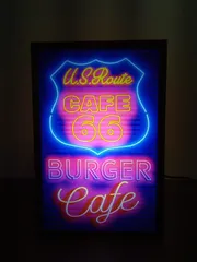 アメリカン ルート66 カフェ サイン 看板 置物 雑貨 LEDライトBOXミニ