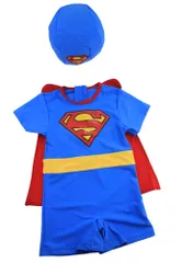 水着 男の子 90 95 100 ラッシュガード 水泳キャップ 2点セット スーパーマン カーズ