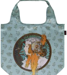 バッグ 名画クーラーエコバッグ（ミュシャ「ブロンド」） ゆうパケット 軽量 折り畳み 保冷 内ポケット マチ付 大容量 肩掛け 軽い ファスナー付 ギフト ショルダー かばん プレゼント ゴムバンド 買い物 バッグ ショッピングバッグ 贈り物 Lサイズ