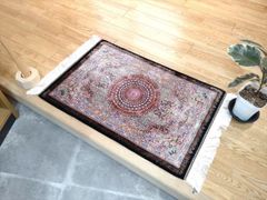 ペルシャ絨毯　ネイアブリシャム　ハイブリッド　カシャン産　玄関マット　90x60cm