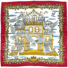 エルメス HERMES カレ90 ENVOL 飛翔 スカーフ シルク レッド マルチカラー レディース 【中古】