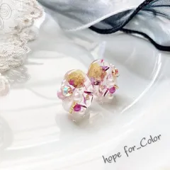 ドライフラワーピアス パール ビジュー クリスタル サージカルステンレス