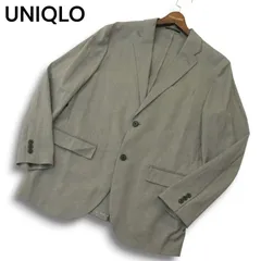 美品★ UNIQLO ユニクロ 春夏 感動ジャケット ウルトラライト ウールライク テーラード ジャケッ Sz.XL メンズ 灰 大きい 灰
