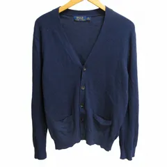 ポロ ラルフローレン POLO RALPH LAUREN ニット カーディガン エルボーパッチ ウール 長袖 紺 ネイビー M 1026 ■GY09