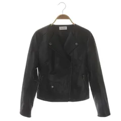 プラステ PLST 美品 セミダブルライダースジャケット フェイクレザー ショート丈 S 黒 ブラック /UO