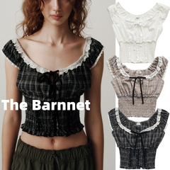 新品 韓国 THE BARNNET 大人気 Petunia Smocked Blouse ブラウス シャ 人気 半袖 Tシャツ Y2K 人気 春夏【3色選択可能】