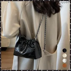 チェーンショルダーバッグ ミニ巾着バッグ レディース 大人可愛い PUレザー 斜め掛けバッグ おしゃれ スマホポシェット クラシック小さめ鞄 コンパクトバッグ人気 ギャザーバッグ合皮 韓国ファッション鞄 小さめ サブバッグ