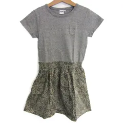 シップス 切替ワンピース トップス 半袖 花柄 キッズ 女の子用 130サイズ グレー×茶 SHIPS 【中古】