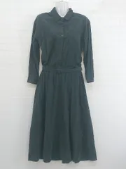 ◇ ◎ PREFERIR プレフェリール ウエストベルト付き 長袖 ロング ワンピース サイズS グリーン系 レディース P  【中古】 【1212080000033】