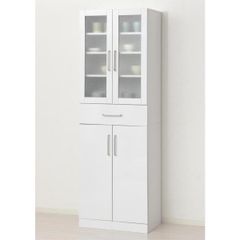 送料無料 鏡面メラミン食器棚 幅60 カップボード キッチン収納 新品 