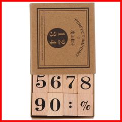 Toyvian 木製ゴムスタンプセット 番号スタンプ 木製ゴム印セット 数字 描