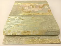 平和屋着物＊夏物　六通柄袋帯　横段流水花文　金銀糸　正絹　逸品　未使用　BAAT0792yc