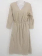 ◇ BEAUTY & YOUTH UNITED ARROWS Vネック 八分袖 膝下丈 ワンピース ベージュ レディース P  【1301070000983】