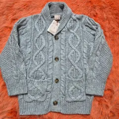 日本 petit main ケーブル ニット カーディガン キッズ M