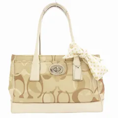 コーチ COACH 11821 オプティック シグネチャー マデリン トート ハンドバッグ 肩掛け リボン キャンバス レザー 白 ホワイト /GV ■GY35