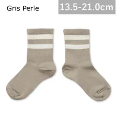 【新品・未使用】collegien(コレジアン) Nico - Ribbed Varsity Crew Socks 【Gris Perle】キッズ ソックス 【8470】
