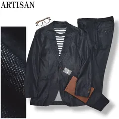 【新品タグ付き】 アルチザン ARTISAN シングル 2B アンコン シャイニースーツ セットアップ 上下 テーラードジャケット スラックスパンツ カジュアル ドレス 通年 M ネイビー メンズ