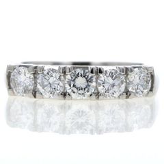 Pt900 プラチナ リング ダイヤモンド 1.03ct ラウンド 5粒 ストレート 透かし レース ヴィンテージ 指輪 13号【新品仕上済】【zz】【中古】